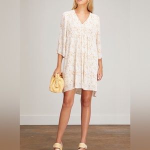 Samsøe Samsøe Scarlet Plissé Pleated Empire Dress in Desert Flower